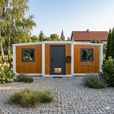 Modern expandable container house with full-width windows